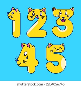 number 12345 like a cute cat vector illustration. cartoon cat birthday numbers