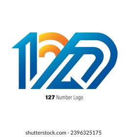 the number 127 logo or icon for company purposes or birthday celebrations symbolizes increase or progress with a forward arrow