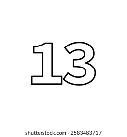 number 13 icon simple filled symbol vector