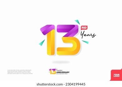 Diseño del icono del logo número 13, número del logo de 13 años, aniversario 13