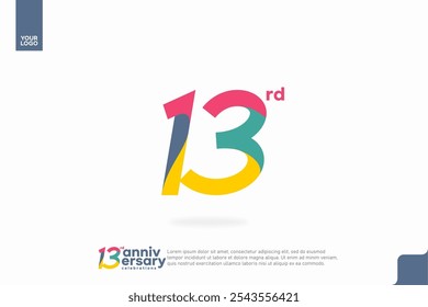 Número 13 diseño de icono de logotipo, número de logotipo de 13 cumpleaños, aniversario 13