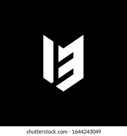 Number 13 logo template with sport geometric fox head or arrow line art illustration in flat design monogram symbol