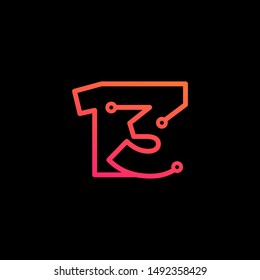Number 13 logotype monoline Technology, digital, electronics, chip, connection concept. Modern Logo Technology for Business. Logotypes of Digital combining with circuit . - vector