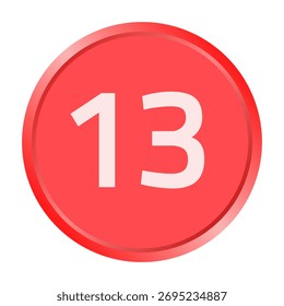 La fuente blanca número "13" está impresa dentro de un círculo rojo.