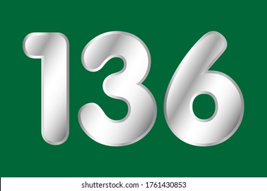 Nummer 136 Vektor im silbernen Stil. Eps10 Vektorgrafik.