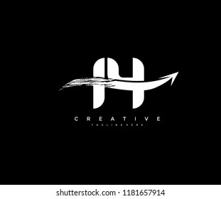 Number 14 with Artistic Bold Grunge Arrow Shape Logo