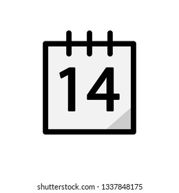 Number 14 icon on the tear-off calendar sheet