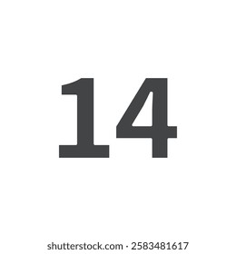 number 14 icon simple filled symbol vector