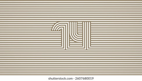 Number 14 logo design Inspiration, Number 14 logo multi line style that blends into the line background, flat design logo template, vector illustration