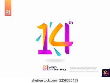 Diseño del icono del logo número 14, número del logo del 14º cumpleaños, 14º aniversario.