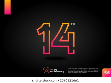 Number 14 logo icon design, 14th birthday logo number, anniversary 14