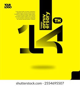 Number 14 logo icon design, 14th anniversary logotype