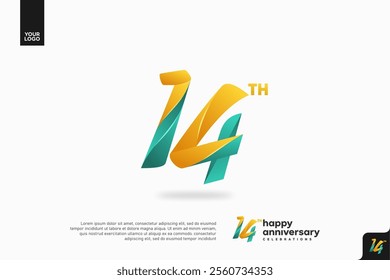 Number 14 logo icon design, 14th birthday logo number, anniversary 14