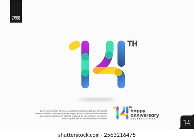 Number 14 logo icon design, 14th birthday logo number, anniversary 14