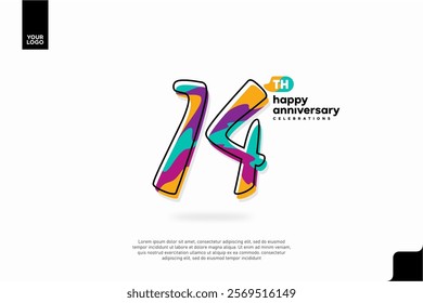 Number 14 logo icon design, 14th birthday logo number, anniversary 14