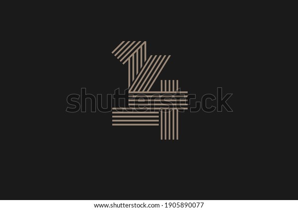 Number 14 Logo, Monogram Number 14 logo\
multi line style, usable for anniversary and business logos, flat\
design logo template, vector\
illustration