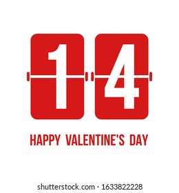 number 14 on red flip boards, happy valentine's day card