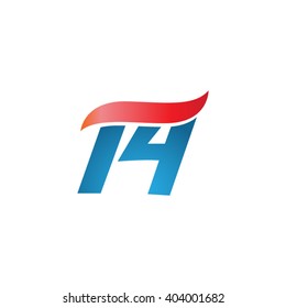 number 14 swoosh design template logo blue red