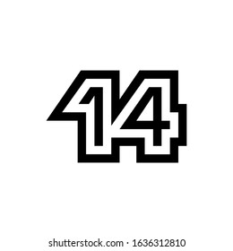 Number 14 vector icon design for for website, infographic, brochure, cover, celebration event, invitation, greeting, web template.