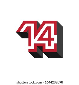 Number 14 vector icon design with 3d isometric effect for for website, infographic, brochure, cover, celebration event, invitation, greeting, web template.
