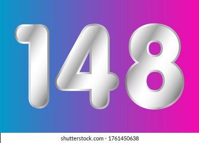 Número 148 vector en estilo plateado. Ilustración vectorial Eps10.