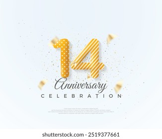 Number 14th for anniversary celebration. with unique and clean balloons numbers. Premium vector for poster, banner, celebration greeting.