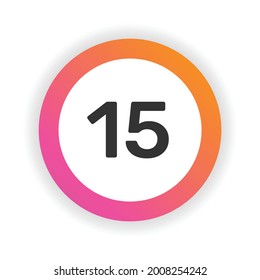 Number 15 flat icon, circular sign