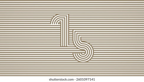 Number 15 logo design Inspiration, Number 15 logo multi line style that blends into the line background, flat design logo template, vector illustration