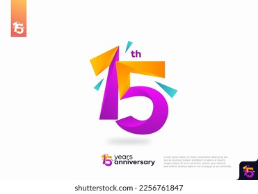 Diseño del icono del logo número 15, número del logo de 15 años, aniversario 15