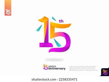 Diseño del icono del logo número 15, número del logo de 15 años, 15º aniversario.