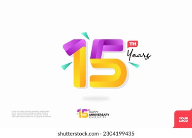 Diseño del icono del logo número 15, número del logo de 15 años, aniversario 15