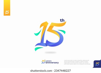 Diseño del icono del logo número 15, número del logo de 15 años, aniversario 15