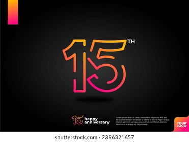 Diseño del icono del logo número 15, número del logo de 15 años, aniversario 15