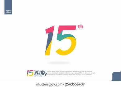 Number 15 logo icon design, 15th birthday logo number, anniversary 15