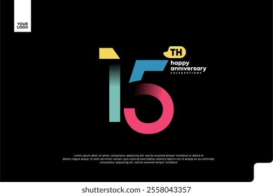 Number 15 logo icon design, 15th birthday logo number, anniversary 15