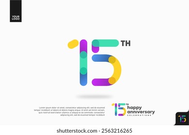 Number 15 logo icon design, 15th birthday logo number, anniversary 15