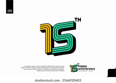 Number 15 logo icon design, 15th birthday logo number, anniversary 15