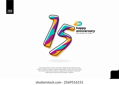 Number 15 logo icon design, 15th birthday logo number, anniversary 15