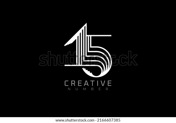 Number 15 Logo, modern and creative\
number 15 multi line style, usable for brand, anniversary and\
business logos, flat design logo template, vector\
illustration
