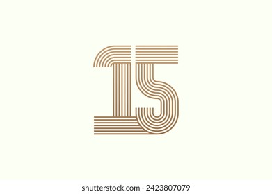 Number 15 Logo. Monogram Number 15 logo multi line style. usable for business logos and anniversary. flat design logo template. vector illustration