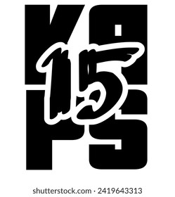 the number 15 logo with the words KPPS, the number lettering logo. T-shirt screen block design