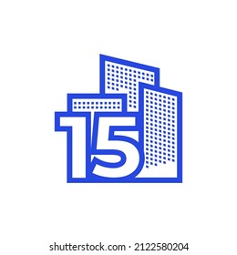 number 15 with real estate logo design, vector graphic symbol icon illustration 