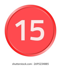 La fuente blanca número "15" está impresa dentro de un círculo rojo.