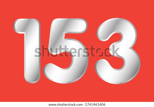 Number 153 Vector Silver Style Eps10 Stock Vector Royalty Free