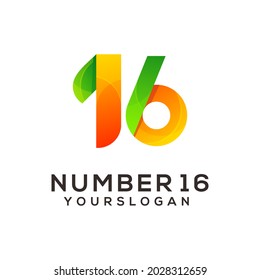 number 16 colorful logo design template