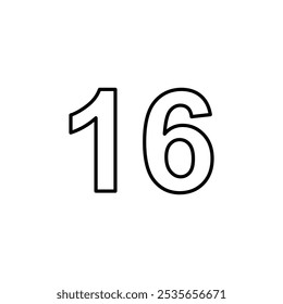 número 16 icono logotipo plano aislado símbolo