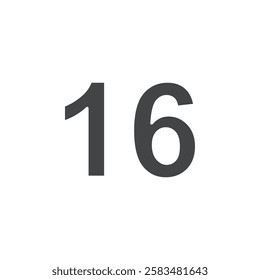 number 16 icon simple filled symbol vector