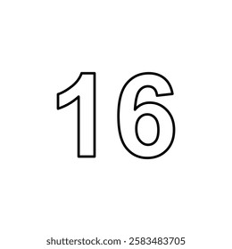 number 16 icon simple filled symbol vector