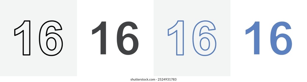 número 16 ícone vetor conjunto usar para web