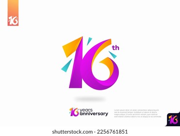 Number 16 logo icon design, 16th birthday logo number, anniversary 16